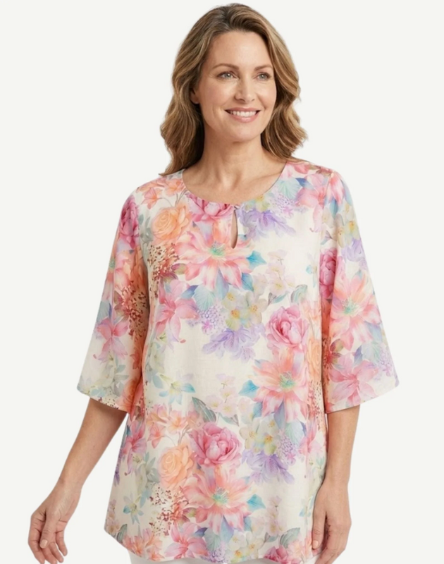 Corfu SS Crepe Floral Top Ladies