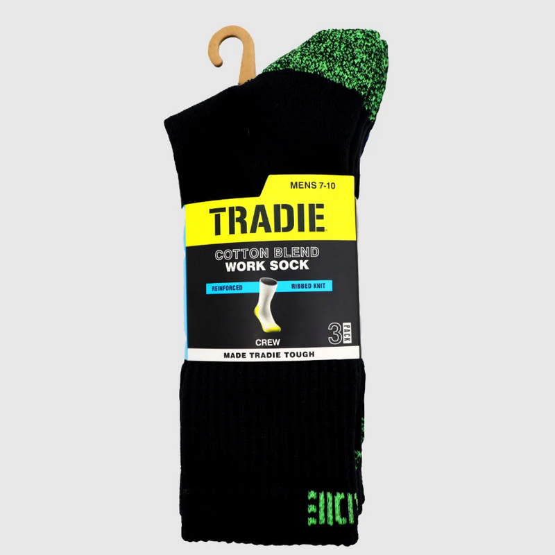 Tradies Ribbed Crew Sock 3 pk mens