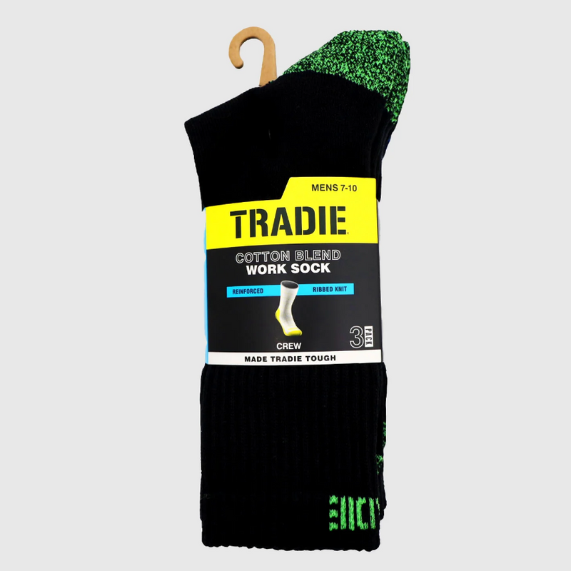 Tradies Ribbed Crew Sock 3 pk mens