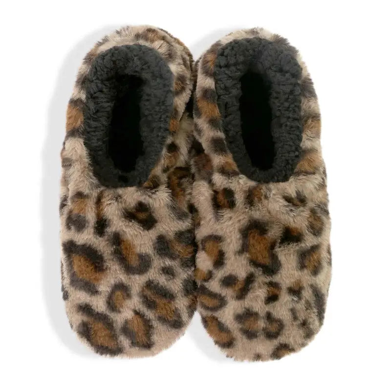 Snuggups Non Slip Leopard Print Slippers Ladies
