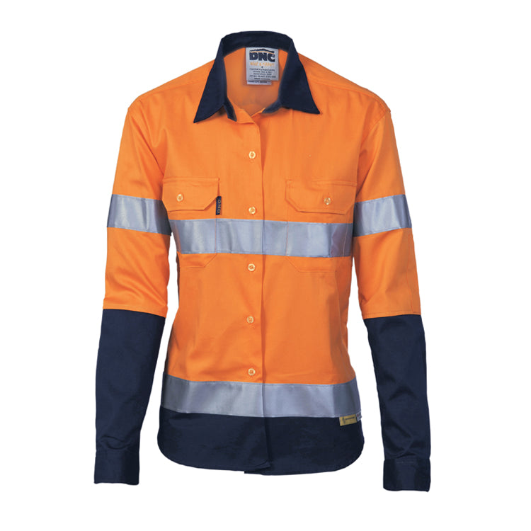 DNC Ladies Taped Hi Vis 2 Tone Shirt LS