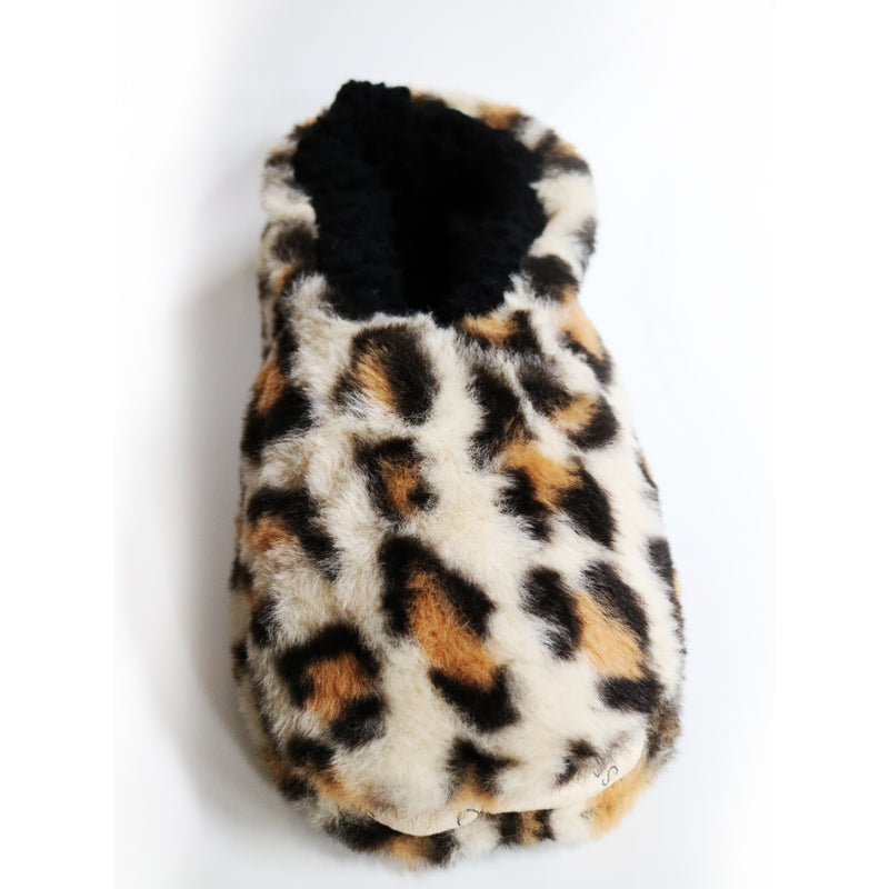 Snuggly Leopard Print Slippers Ladies