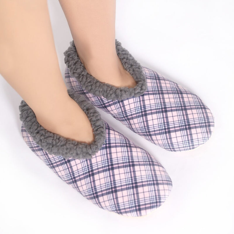 Snuggups Non Slip Pastel Plaid Print Slippers Ladies