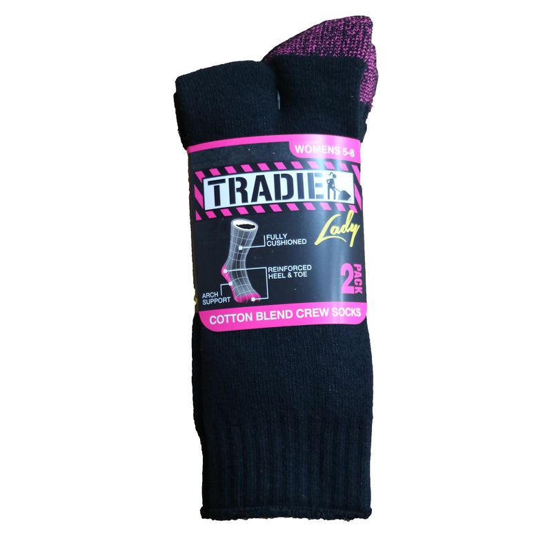 Tradies Crew Sock 2 pk Ladies